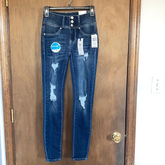 Wallflower sassy fit high rise skinny distressed jean size 0 - Picture 10 of 16